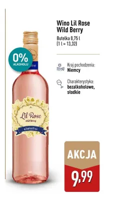 Wino bezalkoholowe Lil Rose Wild Berry promocja w Aldi