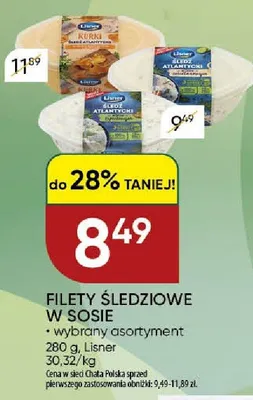 Filety śledziowe w sosie Lisner wybrany asortyment promocja w Chata Polska