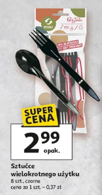 Sztućce wielokrotnego użytku czarne promocja w Auchan