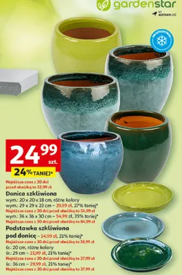 Donica szkliwiona Gardenstar 36x36x30cm promocja w Auchan