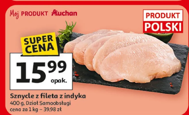 Sznycle z fileta z indyka promocja w Auchan