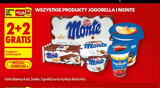 Produkty Jogobella i Monte promocja w Biedronka