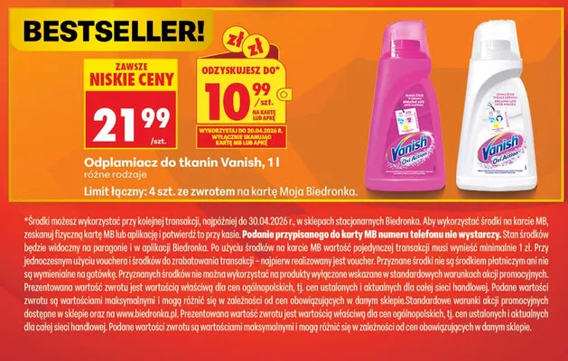 Odplamiacz do tkanin różne rodzaje promocja w Biedronka