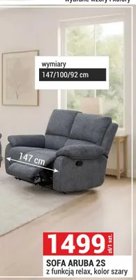 Sofa Aruba 2S z funkcją relax promocja w Merkury Market