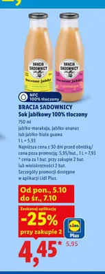 Sok jabłkowy tłoczony jabłko-marakuja Bracia Sadownicy 100% promocja w Lidl
