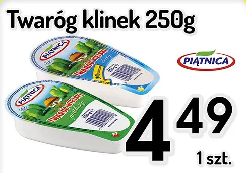 Twaróg klinek Wiejski półtłusty Piątnica promocja w Delikatesy Piotruś Pan