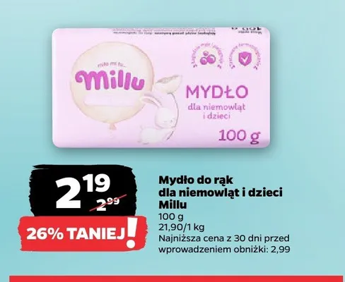 Mydło do rąk dla niemowląt i dzieci Millu promocja w Netto