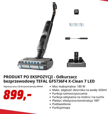 Odkurzacz bezprzewodowy Tefal GF5736F4 X-Clean 7 LED promocja w Media Markt
