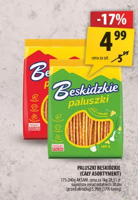 Paluszki o smaku sera i cebulki Beskidzkie promocja w Arhelan