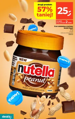 Krem czekoladowo-orzechowy Nutella Peanut promocja w Dealz