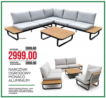 Narożnik ogrodowy Monaco Aluminium promocja w Abra Meble