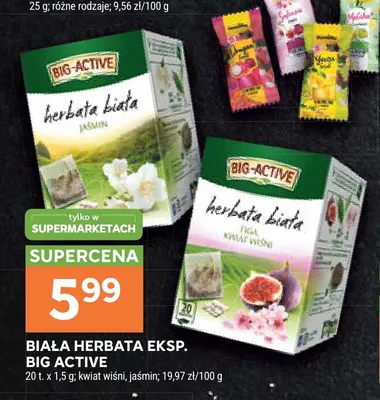 Biała herbata ekspresowa jaśmin Big-Active promocja w Stokrotka