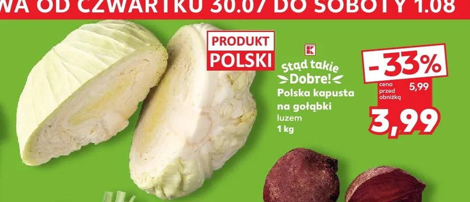 Polska kapusta na gołąbki luzem promocja w Kaufland