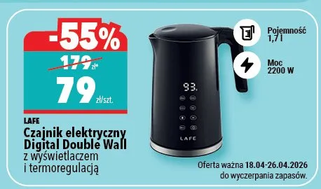 Czajnik elektryczny Digital Double Wall z wyświetlaczem i termoregulacją promocja w Biedronka Home