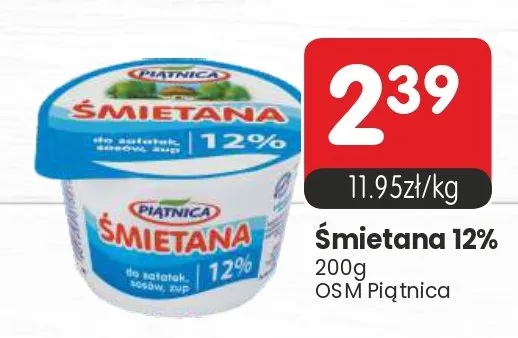 Śmietana 12% Piątnica promocja w Market Point