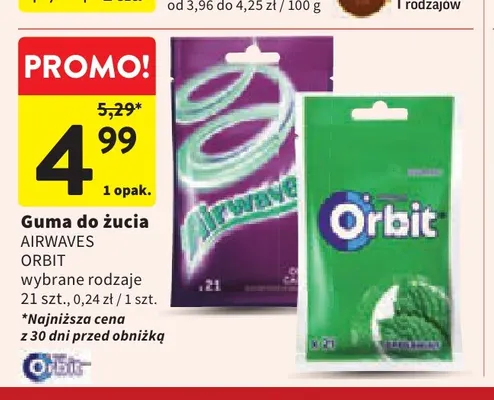 Guma do żucia Airwaves Orbit promocja w Intermarche