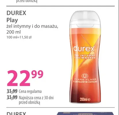 Żel intymny i do masażu Play Durex promocja w Hebe