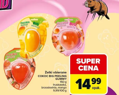 Żelki obierane Cokoc Big Peeling Gummy (brzoskwinia, mango, lychee) promocja w Carrefour