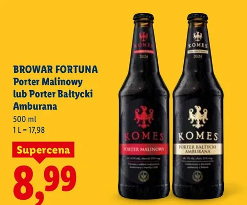 Piwo Porter Malinowy lub Porter Bałtycki Amburana promocja w Lidl
