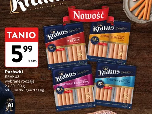 Parówki z piersi kurczaka Krakus promocja w Intermarche