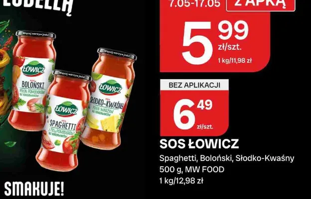 Sos Łowicz spaghetti promocja w Chorten