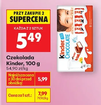 Czekolada Kinder Chocolate promocja w Biedronka