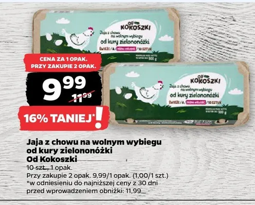 Jaja z chowu na wolnym wybiegu od kury zielononóżki Od Kokoszki promocja