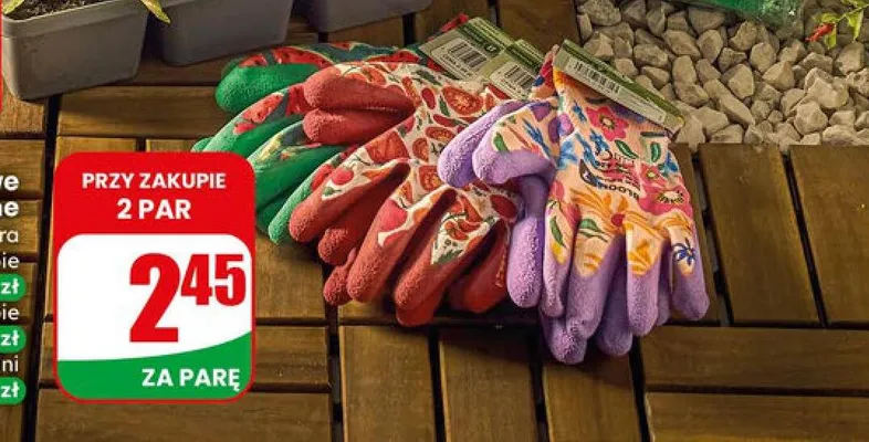 Rękawice ogrodowe wzorowane szorstkowane różne wzory promocja w Dino