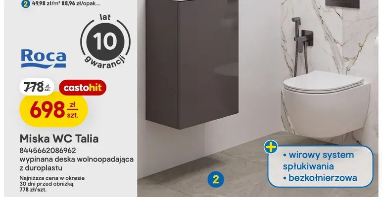 Miska Wc Roca Talia bezkołnierzowa z deską wolnoopadającą promocja w Castorama