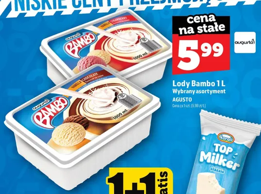 Lody Bambo waniliowo-truskawkowe Augusto promocja w TOPAZ