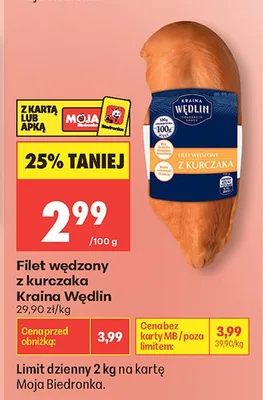 Filet wędzony z kurczaka Kraina Wędlin promocja w Biedronka
