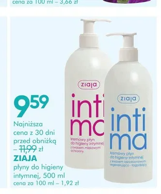 Płyn do higieny intymnej Ziaja Intima z kwasem mlekowym promocja w Super-Pharm