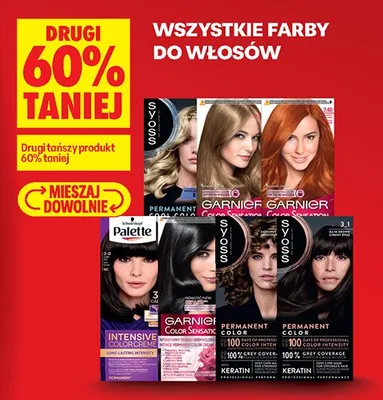 Wszystkie farby do włosów DRUGA -60% promocja w Biedronka