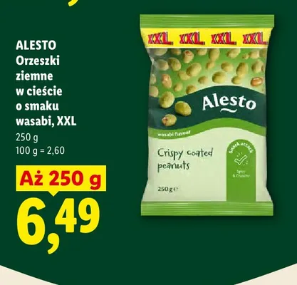 Orzeszki ziemne w cieście o smaku wasabi Alesto XXL promocja w Lidl