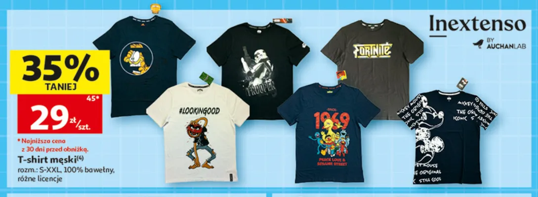 T-shirt męski Inextenso promocja w Auchan