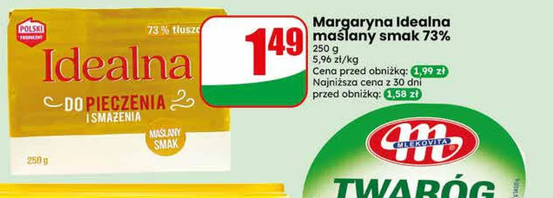 Margaryna Idealna maślany smak 73% promocja w Dino