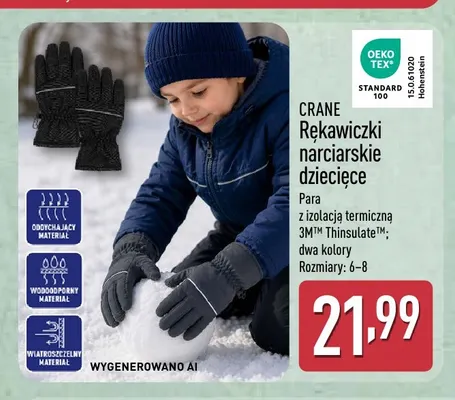 Rękawiczki narciarskie dziecięce Crane promocja w Aldi