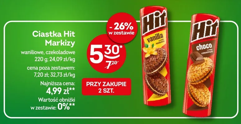 Ciastka Hit Markizy czekoladowe promocja w Żabka