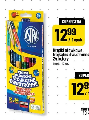 Kredki ołówkowe trójkątne dwustronne 24 kolory Astra promocja w POLOmarket