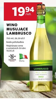 Wino musujące Lambrusco białe półsłodkie promocja w Stokrotka