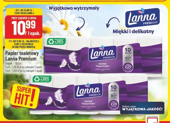 Papier toaletowy Lanna Premium 10-pak promocja w POLOmarket