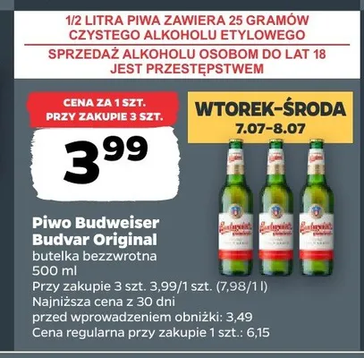 Piwo Budweiser Budvar Original promocja w Netto