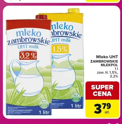 Mleko UHT Zambrowskie 3,2% promocja w Carrefour Market
