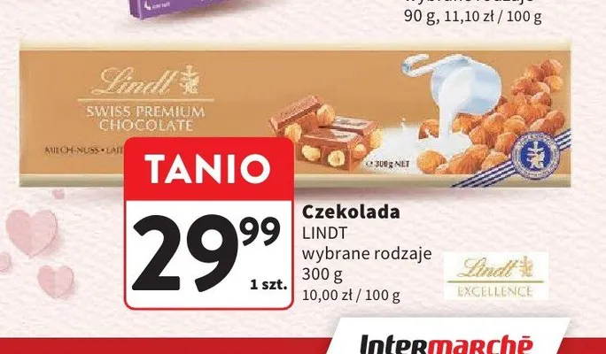 Czekolada Swiss Premium Chocolate Lindt promocja w Intermarche