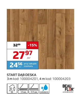 Wykładzina elastyczna Beau Flor Start Dąb Deska promocja w Komfort