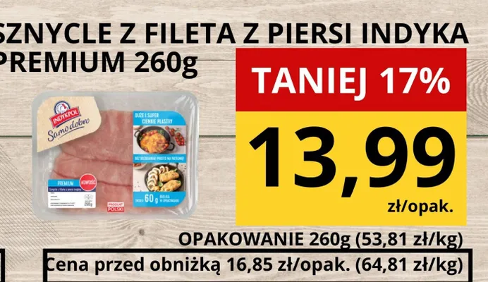 Sznycle z fileta z piersi indyka premium promocja w Supeco