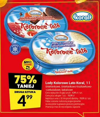 Lody Kolorowe Lato Koral śmietankowo-truskawkowo-czekoladowe promocja w Twój Market