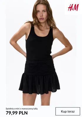 Spódnica mini z marszczoną talią H&M promocja w H&M