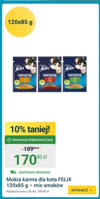 Mokra karma dla kota Felix Fantastic mix smaków 120-pak promocja w ERLI