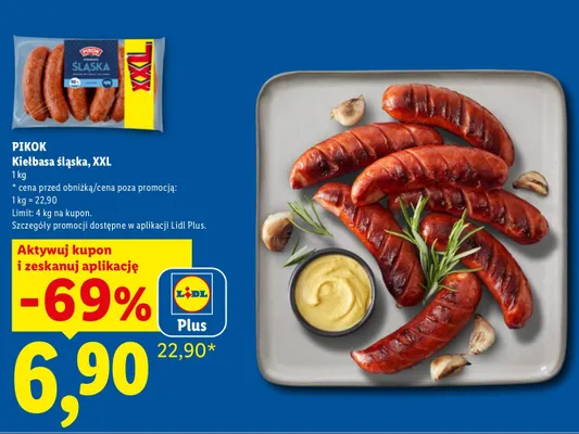 Kiełbasa śląska XXL Pikok promocja w Lidl